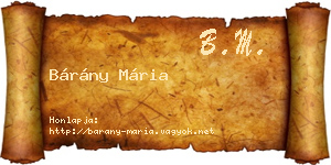 Bárány Mária névjegykártya