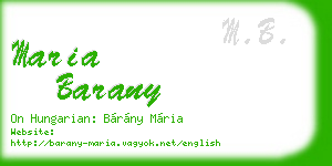 maria barany business card